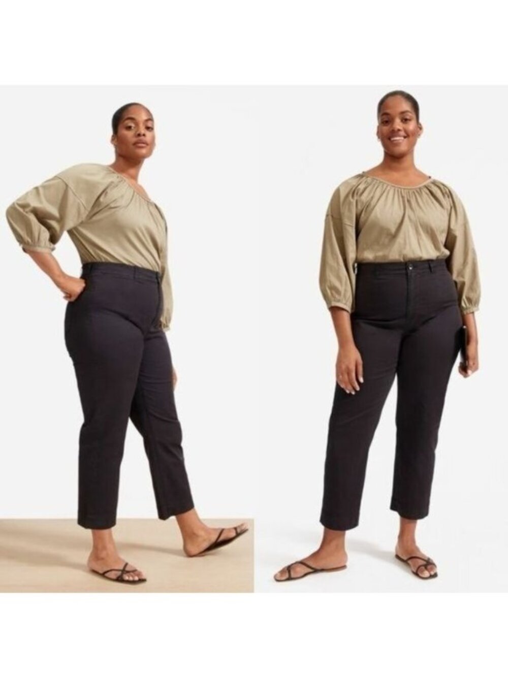 NWT Everlane The Straight Leg Crop Chino Pant 4 Washed Black Brushed Cotton